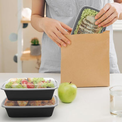Meal Prep Containers Reusable 38oz - Food Prep Containers with Lids 50 Pack, Disposable To Go Food Containers, Leakproof, Stackable, Takeout, BPA-Free, Microwave/Freezer Safe