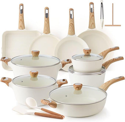SENSARTE Ceramic Cookware Sets, Pots and Pans Set Non stick, Non toxic Healthy Induction Cookware, 26 Pcs Nonstick Kitchen Cooking Set, w/Frying Pans Set, Saucepans Set