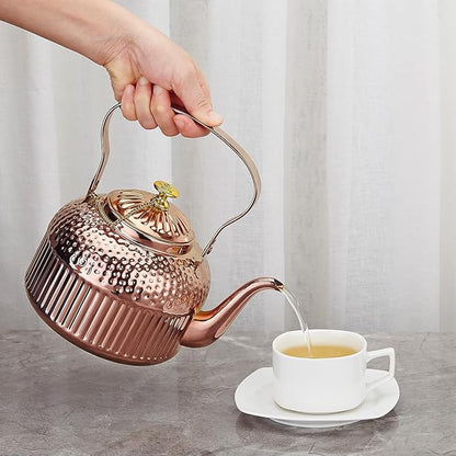 SANQIAHOME Antique 1.2L (40Oz) Stainless Steel Teapot with Infuser copper