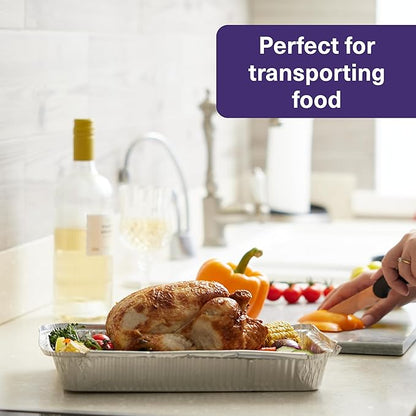 MATANA 8x12 Aluminum Pans Foil Trays (25 Pack) Cooking, Roasting, Baking, Cakes, Bread, Chafer, Crawfish, Lasagna Trays, Party