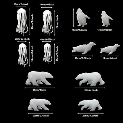 Woohome 12 PCSJewelry Making Supplies Resin Mould Filler, 3D Mini Jellyfish Bear Penguin Whale Resin Casting Moulds Fillers, 3D Resin Filler Art Craft Supplies Epoxy Moulds for Art Resin Crafts DIY