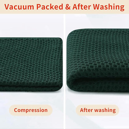 Homaxy 100% Cotton Waffle Weave Kitchen Dish Cloths, Ultra Soft Absorbent Quick Drying Dish Towels, 12 x 12 Inches, 8-Pack, Blackish Green