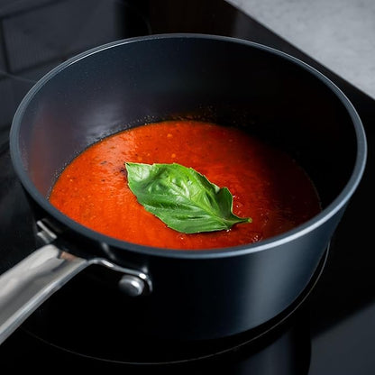 Alva Maestro 2QT Ceramic Nonstick Saucepan with Lid – Non-Toxic Easy to Clean Pot, Oven Safe, and Induction Ready – Belgian-Designed for Effortless, Healthy Everyday Cooking