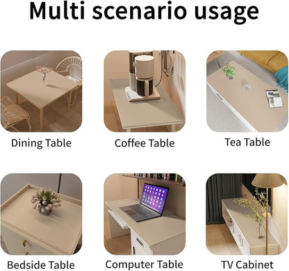 Leather Table Cover,1.8mm Thick,42x42 Inch Table Protector,Table Protector for Dining Room Table,Dining Table Cover,Table Cover Protector,Coffee Table Covers(Light Brown+Gray,42x42)