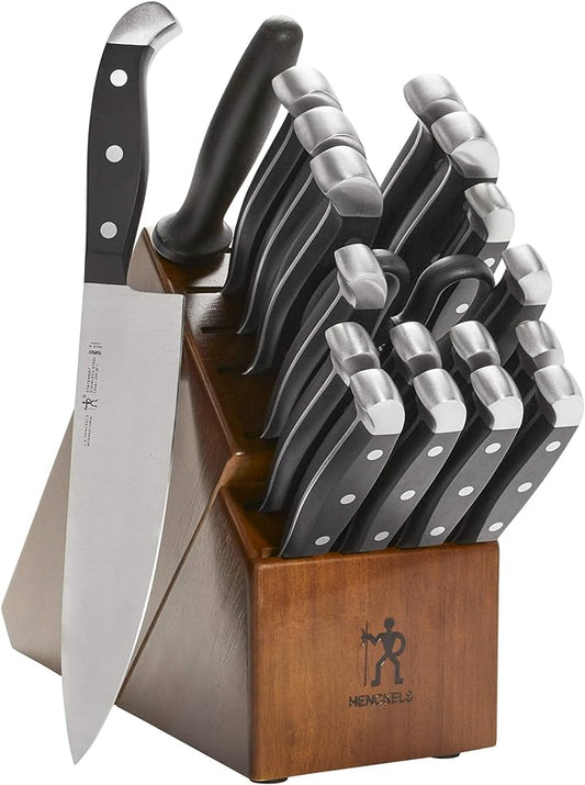 HENCKELS Statement Razor-Sharp 20-Piece Knife Set, Chef Knife, Bread Knife, German Engineered Knife Informed by over 100 Years of Mastery, Brown block