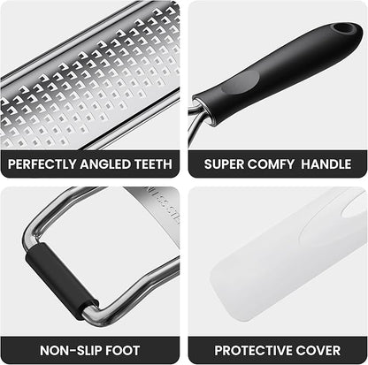 Zester Grater With Handle Cheese Grater for Lemon Zester Kitchen,Black