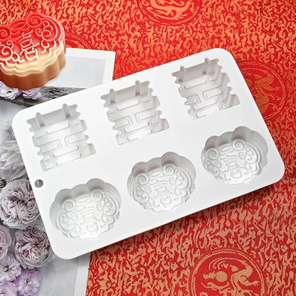 TUKE Double Happiness Candy Molds Silicone Mold Gummy Molds, Silicone Chocolate Molds for Jelly, Candy, Chocolate,Ice Cube,Biscuits (Double Blessing F)