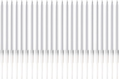 by Tugba Aydan - Silver Birthday Candles - 24 Count Long Thin Silver Birthday Candles for Cake, Metallic Cake Candle for Birthday, Party Candles