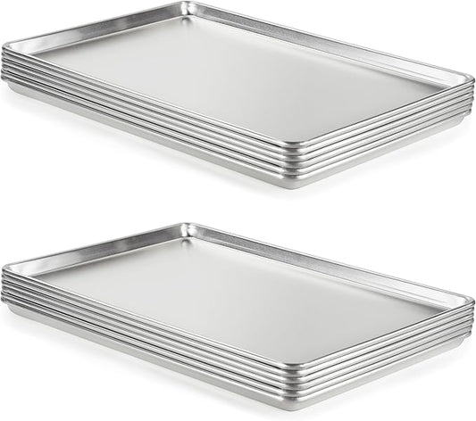 CURTA 12 Pack Aluminum Sheet Pan, NSF Listed Full Size 26 x 18 inch Commercial Bakery Cake Bun Pan, Baking Tray …