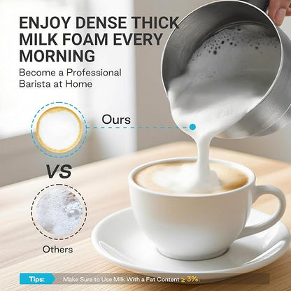 14-in-1 Milk Frother With 21oz Detachable Cups - Electric Milk Frother and Steamer for Hot Chocolate/Coffee/Cappuccino/Latte, IH Fast Heating, Smart Memory, Dishwasher Safe (New Upgrade)