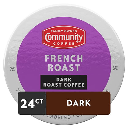 Community Coffee French Roast 24 Count Coffee Pods, Extra Dark Roast, Compatible with Keurig 2.0 K-cup Brewers, 24 Count (Pack of 1)