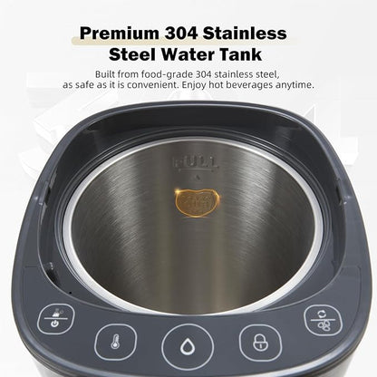 OCTAVO Water Boiler & Warmer 5 Liter, 304 Stainless Steel Water Tank, 700 Watt 6 Adjustable Water Temperature, LCD Touch Control Screen, Child Lock with Water Shortage Indicator