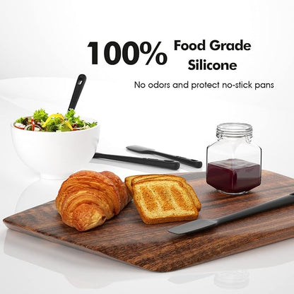 4 Pieces Silicone Spatula Set, Food Grade Rubber Spatula, Upgrade Strong Handle with Ergonomic Grip, Heat Resistant for Nonstick Cookware, Cooking