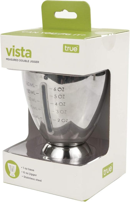 True Vista Stainless Steel Double Jigger for Bartending, Cocktail Measuring Jiggers for Margarita, Whiskey Sour, Bloody Mary, Mocktails and Other Drinks, Home Bar Accessories, 6 oz & 1 oz, Set of 1