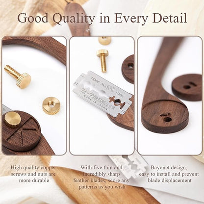 Bread Lame with 5 Feather Blades, Dough Scoring Tool with Storage Box, Sourdough Scoring Tool for Bread Baking, Dexterous-Cut Series Scoring Knife (ELEGANT)