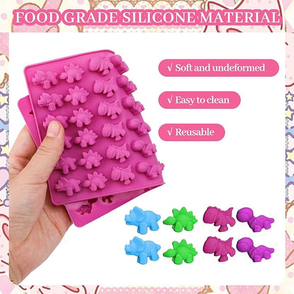 6 Pcs Gummy Bear Molds Silicone, Non-Stick Chocolate Candy Gummy Mold, Animal desserts Gummy Molds With 6 Droppers Clean Brush Storage Box, Including Love Bear Rabbit Mini Donut Fruit Animals Shaped
