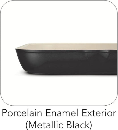 Tramontina Gourmet Ceramica Deluxe Aluminum Square Grill Pan, Non Stick Pan with Ceramic Interior, 11-inch, Metallic Black, Made in Italy