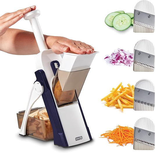 DASH Safe Slice Mandoline for Vegetables, Meal Prep & More with 30+ Presets & Thickness Adjuster, Midnight Navy