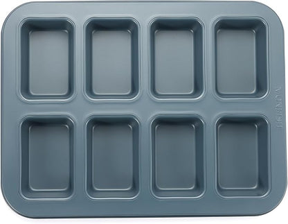 Monfish Mini loaf pan 8 cativy Small Rectangle brownie cake pan Carbon Steel Royal blue non stick
