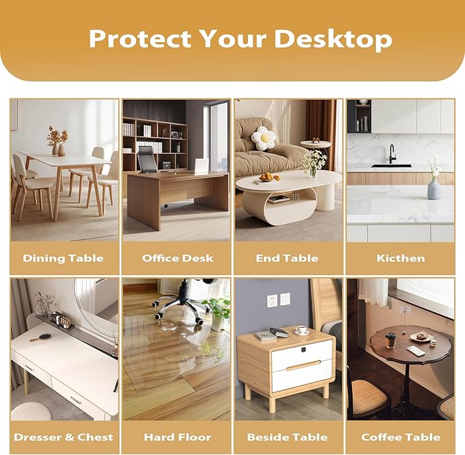 Clear Table Protector 42 x 72 Inch, 1.4mm Thick Waterproof PVC Plastic Table Cover, Durable Table Pad for Dining Room, Kitchen, Writing Desk, and Coffee Tables