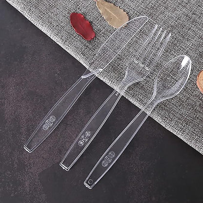 500 Count Clear Plastic Spoons, Heavy Weight Disposable Spoons Cutlery Plastic Utensils, Clear PlasticSilverware Bulk