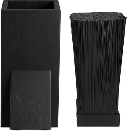 Navaris Universal Knife Block Holder - Rubber Wood Stand with Bristles to Fit Different Sizes of Knives - Angled Design, 9.8" x 5.9" x 4.1’" - Black