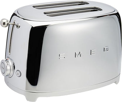 SMEG 2 Slice Toaster with 6 Presets and Defrost Function and Removable Crumb Tray TSF01SSUS, Stainless Steel