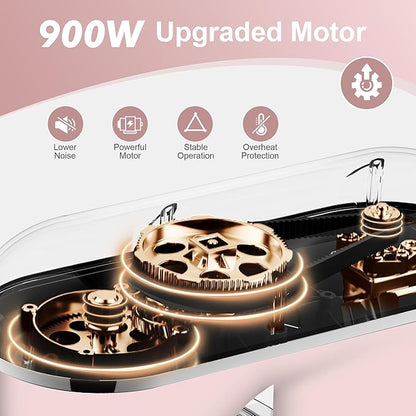 Kitchen in the box 7QT 900W 10-Speed Stand Mixer, Tilt-Head Kitchen Electric Mixer with Dough Hook, Whisk & Flat Beater(Rose pink)