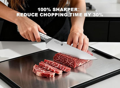 Livtek Knife Set with Block - Kitchen Knife Set German High-Carbon Stainless Steel with Built-in Sharpener - Full Tang Ergonomic Handle - Anti-Rust & Ultra Sharp - 15-Piece Set, Galaxy Series
