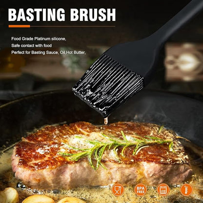 Walfos Small Basting Pastry Brush, Silicone Pastry Brush, Heat Resistant Perfect for BBQ Grill Baking Kitchen Cooking, Strong Steel Core and One-Pieces Design, BPA Free and Dishwasher Safe (8.2")