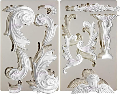 Baroque Style Ornament Curlicues Silicone Molds 3-Count Cherub Birdbath Scrollworks Art Deco Inspired Lace
