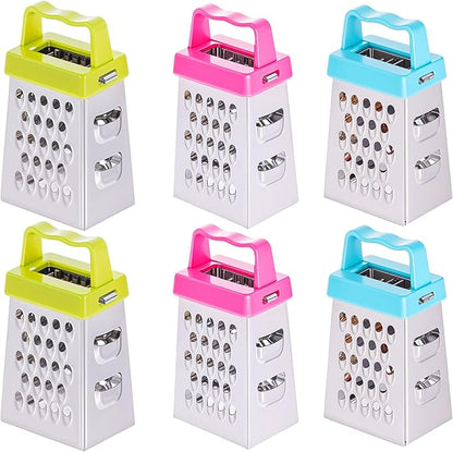 6 Pcs Mini Cheese Grater Professional Box Grater Stainless Steel Fine Coarse Handheld Slicer with 4 Sides Small Box Food Shredder Safe Zester