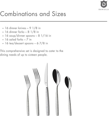 Engraved Silverware Set for 16 | 18/10 Stainless Steel Flatware with Mirror Finish and Engraved Handles | Heavy-Duty, Dishwasher Safe, Built to Last (80-Piece, Mezzano Engraved)