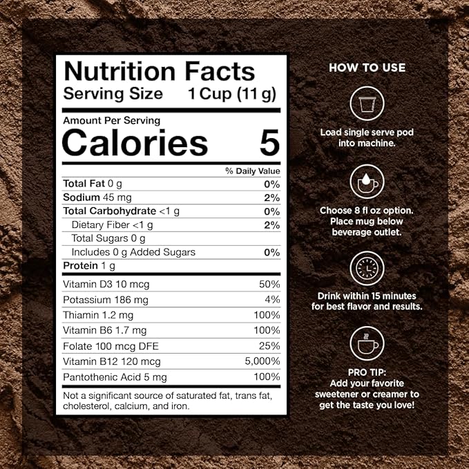 VitaCup Focus Mushroom Coffee Pods, Vanilla Flavored Coffee with Chaga, Lion’s Mane, Vitamins, Medium Dark Roast Arabica Beans, Recyclable Single Serve Pods Compatible with Keurig K-Cup Brewers, 32 Ct
