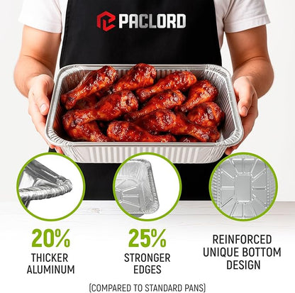 Aluminum Foil Pans - Half-Size 9" x 13", Pack of 25 - USA-Made Disposable Aluminum Trays for Steam Table & Chafing Racks - Great for Baking, Catering, BBQ, Parties, Food Delivery