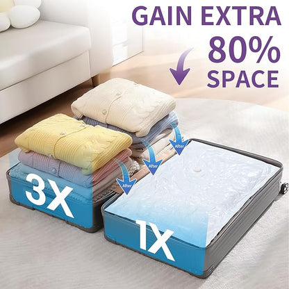 SZO 6 Pack Vacuum Storage Bags With Electric Air Pump,Vacuum Seal Bags For Clothing Travel, Space Saver Bags For Luggage, Blankets,Bedding,Moving bags