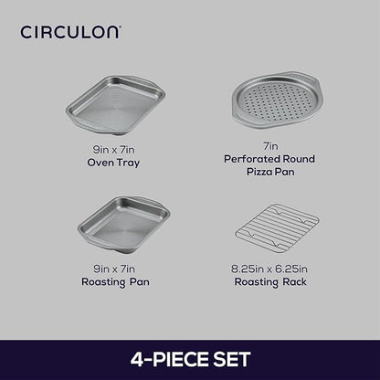 Circulon Total Bakeware Nonstick Toaster Oven & Personal Pizza Pan Baking Set, 4-Piece