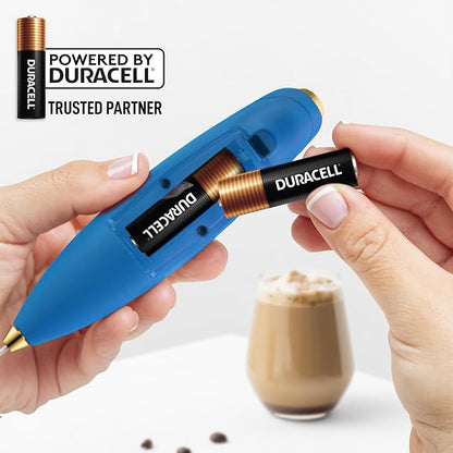 Zulay Kitchen Patented Tornado Triple Whisk Milk Frother with 4 Duracell Batteries – Handheld Foam Maker for Coffee, Lattes, Matcha & Hot Chocolate – Rich, Creamy Froth in Seconds