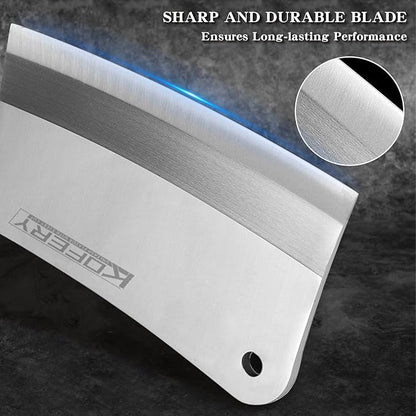 KOFERY Classic 7-inch Heavy Duty Meat Cleaver Knife - Bone Chopper for Home and Restaurant - Premium Stainless Steel Butcher's Choice