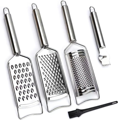 Cheese Grater Lemon Zester Grater with Handle Kitchen Grater Set of 5 Stainless Steel for Cheese Spices Ginger Garlic Chocolate Vegetable Fruit
