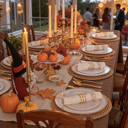WDF 180 Pieces Disposable Plastic Gold Silverware Cutlery - Disposable Flatware Set 60 Forks, 60 Knives and 60 Spoons - Heavy Duty Gold Plastic Cutlery - Utensils for Party, Wedding, Thanksgiving