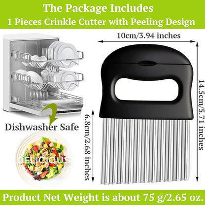 Suuker Crinkle Cutter, 2 In 1 Potato Slicer Wavy Chopper with Vegetable Peeler, Stainless Steel Wavy Slicer Crinkle Cutting Chopping Tools for Potatoes Carrot Chips and Fruits, Vegetables, Onions