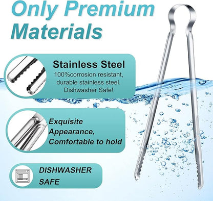 Chengu 3 Pieces 8.7 Inch,10inch,11.7inch Kitchen Tongs Set Stainless Steel Tongs Buffet Tongs Metal Utility Cooking Tong for Cooking Serving Barbecue Thanksgiving Halloween Christmas