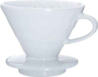 Pour Over Coffee Dripper - Ceramic Slow Brewing Accessories for Home, Cafe, Restaurants - Easy Manual Brew Maker Gift - Extra Small - White, 1 Cup