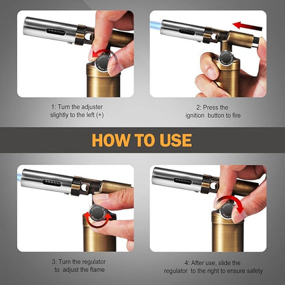 RAVS Butane Torch Lighter, Refillable Kitchen Torch for Creme Brulee with Adjustable Flame, Copper Torch for Jewelry Making with Pinpoint Flame, Copper Soldering Torches for Resin Art, Craft