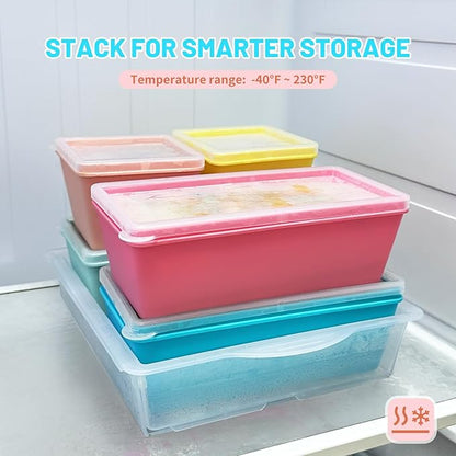 Gemice BPA-Free Silicone Freezer Molds with Base, Individual 6-Pack 1-Cup & 2-Cup Portion Soup Cubes Freezer Tray with Lids for Food Storage, Dishwasher Safe, Silicone Freezer Containers for Meal Prep