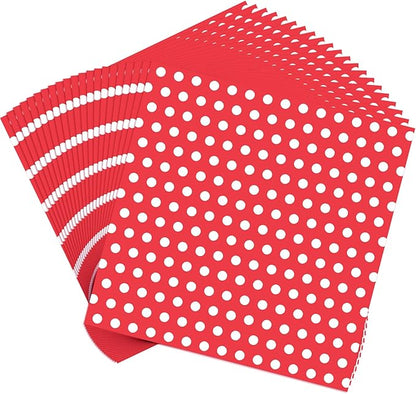 Fulmoon 300 Sheets Waxed Deli Paper Sheets for Food 12 x 12 Inch Polka Dot Dry Wax Paper Greaseproof Food Basket Liners Sandwich Wraps for Wrapping Bread Baking BBQ Picnic Party (Red)