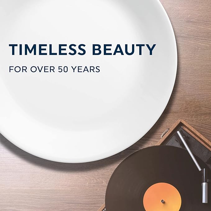 Corelle Vitrelle 18-Piece Service for 6 Dinnerware Set Triple Layer Glass and Chip Resistant, Lightweight Square Plates and Bowls Set, Timber Shadows