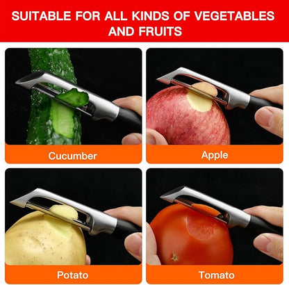 KULUNER 304 Stainless Steel Multi-Function Kitchen Peeler - With Solid Wood Handle, Sharp & Durable Blade, Effortlessly Peels Vegetables and Fruits, Essential Kitchen Tool