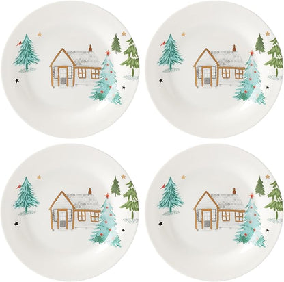 Lenox 890753 Balsam Lane 4-Piece Tidbit Plate Set, Christmas Drinkware, Holiday Hosting